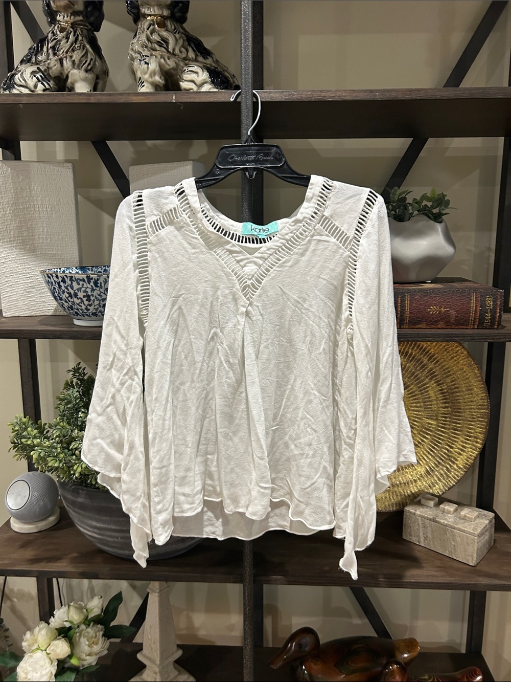 Kori White Crochet-Trim Flowy Boho Tunic